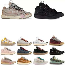 Leather Luxury Curb Sneakers Designer Shoes for Men Women Extraordinary Casual Sneaker Paris Calfskin Rubber Platformsole Mens Trainers R8M5# Platmsole s