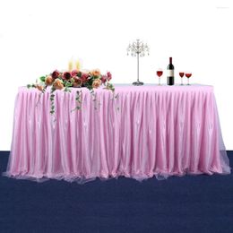 Table Skirt Pink Tulle Tableskirt Wedding Birthday Party Decoration El Dinner Tableware 3 Tiers Tablecloth Decor