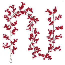 Decorative Flowers Simulated Red Fruit Rattan Artificial Vine Party Supplies 1.8m Backdrop Wall Decor 6ft Christmas Garland