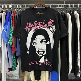 Hellstar shirt mens designer women tshirts Street Short sleeve Hipster t shirt Washed fabric Street Graffiti lettering foil print Vintage black loose Tees US S-XL 11