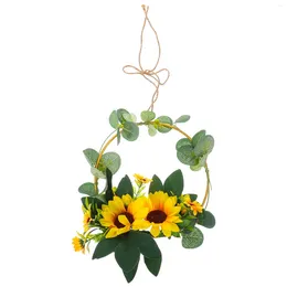 Decorative Flowers Summer Wreaths For Front Door Wedding Decoration Pendant Festival Manual Sunflower Garland Artificial Wall