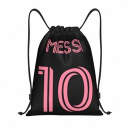 custom Pink Mis 10 Soccer Drawstring Bag Men Women Lightweight Football Sports Gym Storage Backpack A5rH#