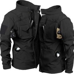 Waterproof Tactical Sets Men Winter Soft Shell Combat Jackets+Army Fleece Warm Cargo Pants 2 Pcs Suits Military Multi-pocket Set