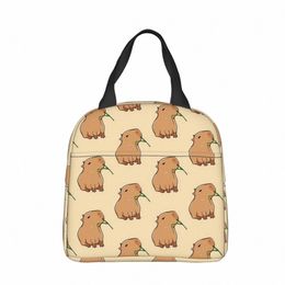 capybara Leaf Eat Your Greens Insulated Lunch Bags Cooler Bag Meal Ctainer Animal Tote Lunch Box Food Storage Bags College u84y#