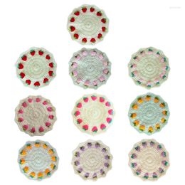 Table Mats Strawberry Round Hand-woven Non-slip Pad Tableware Dining