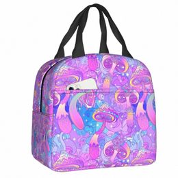 psychedelic Magic Mushrooms Insulated Lunch Bag for Women Waterproof Thermal Cooler Lunch Tote Beach Cam Travel Y0Re#