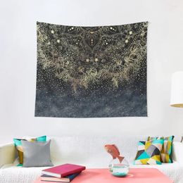 Tapestries Stylish Gold Floral Mandala And Confetti Tapestry Carpet Wall Luxury Living Room Decoration