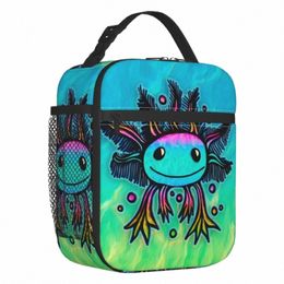 exotic Axolotl Resuable Lunch Boxes Waterproof Salamander Animal Thermal Cooler Food Insulated Lunch Bag Kids School Children k38F#