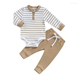 Clothing Sets Baby Boy 2Pcs Fall Outfits Long Sleeve Striped Print Romper Pants Set Infant Warm Clothes