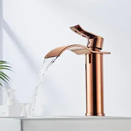 Bathroom Sink Faucets Tuqiu Basin Faucet Rose Gold Waterfall Brass Mixer Tap And Cold