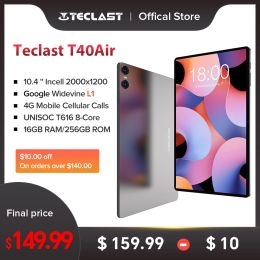 Teclast T40Air Tablet 10.4'' Android 13 UNISOC T616 Octa Core 8GB RAM 256GB ROM Support Widevine L1 4G Call Dual SIM Tablet PC
