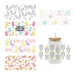 Window Stickers UVDTF Transfer Sticker Easter Theme For The 16oz Libbey Glasses Wraps Cup Can DIY Waterproof Easy To Use Custom Decals D6084