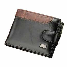 2023 New Patchwork Leather Men Wallets Short Male Purse with Coin Pocket Card Holder Brand Trifold Wallet Men Clutch Mey Bag H1iU#