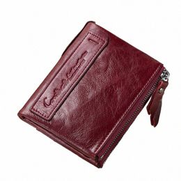 genuine Leather Wallet Women Luxury Brand Double-Zipper Small Coin Purse Female Classic Mey Bag ID Card Holder Free Engraving 90FU#