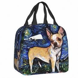 custom Starry Night Bost Terrier Lunch Bag Cooler Warm Insulated Lunch Box for Women Kids Work School Food Picnic Tote Bags a5DH#