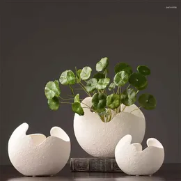 Vases Modern Minimalist White Copper Coin Grass Ceramic Vase Decoration