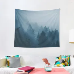 Tapestries Foggy Blue Waves - Pine Forest Fog Nature Tapestry Living Room Decoration Wallpapers Home Decor