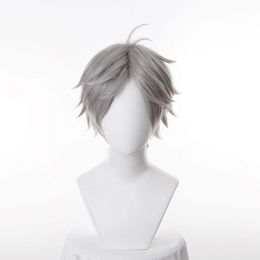 Wigs Haikyuu!! Volleyball Koushi Sugawara Short Gray Heat Resistant Synthetic Hair Cosplay Costume Wig + Wig Cap