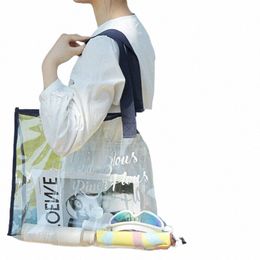 fi Women Clear Tote Pvc Laser Waterproof Transparent Handbags Female Large Shopper Shoulder Bag Summer Beach Portable Pouch s3Q4#