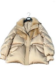 Women's Jackets Down Jacket Lapel Short Loose Version Solid Color Zipper Design Comfort And Warmth 2024 Autumn Winter