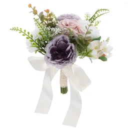 Decorative Flowers Retro Bouquet Wedding Decoration Silk Bouquets Artificial Bride Table Centrepiece Bundles