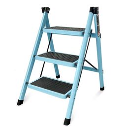 Krightlink Bench Bandwidth Platform Step Portable Folding Heavy Steel Sturdy Ladder Adult Multi Purpose Suitable for Home and Kitchen - Blue (3 Steps)