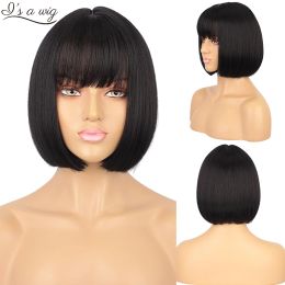 Wigs Short Bob Wig with Bangs Synthetic Wigs Black wigs for Women Ombre Blonde Brown Red Pink Lolita Cosplay Party Natural Hairs