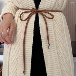 Belts Female Waistband Round Leather Rope Thin Belt Women Dress Skirt Sweater Coat Vintage Bow Knot Long Waist Decorative