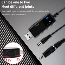 TISHRIC USB To DC Power Cable 5V USB DC 9V 12V Adapter Jack 5.5/3.5mm Connector Charging Cable 0.8M HD LED Display For Router