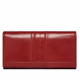 women's Clutch Bag Genuine Leather Wallets Fi Female Cell Phe Purse RFID Blocking Credit Card Holder with Zipper Pocket 17PE#