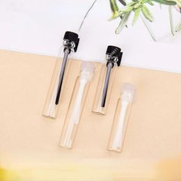 Storage Bottles 100 Pcs/Lot 1ml 2ml Clear Brown Frosted Glass Drop Stick Bottle Perfume Essential Oil Sample Test Tubes