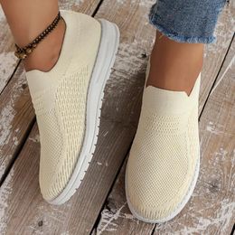 Casual Shoes Ladies Slip-on Women's Vulcanize Knitted Breathable Female Sneakers Outdoor Walking Sports