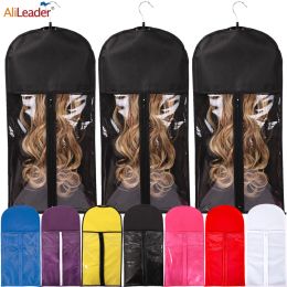 Sets 5pcs Dustproof Storage Carrier Case for Wigs Hair Extensions Hairpiece Storage Portable Travel Hair Bag with Hanger Curtain