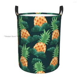 Laundry Bags Folding Basket Pineapple Tropical Leaves Dirty Clothes Storage Bucket Wardrobe Clothing Organizer Hamper