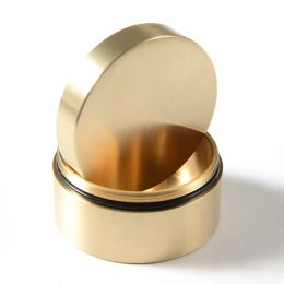 Survival Brass Mini for Pill Container, Outdoor Waterproof Round Shape Brass Box Metal Jewelry Sealed Container Dustproof Storage