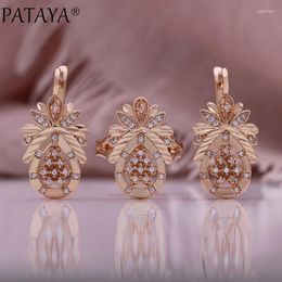 Necklace Earrings Set PATAYA 585 Rose Gold Colour Romantic Pineapple Shaped Ring Jewellery For Women Anniversary Gift Fine