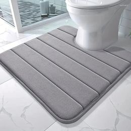 Bath Mats 1pc Memory Foam Rug Toilet U-shaped Absorbent Anti-skid Bathmat Machine Washable Easy To Dry Bathroom Accessories