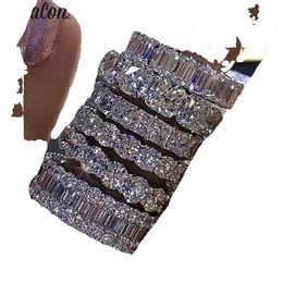 Vecalon 8 Stile Glanz Versprechen Ehering Ring Sterling Silber Diamant Verlobungsringe für Frauen Männer Schmuck