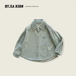 Jackets Korean Spring Children Boy Jacket 2024 Cartoon Long Sleeve Baby Outerwear Coat Letter Car Printed Denim