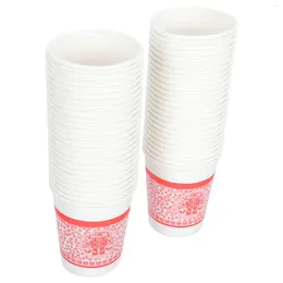 Disposable Cups Straws 50 Pcs Cold Drink Wedding Banquet Drinking Paper 9Oz Simple