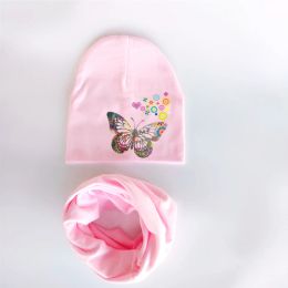 butterfly floral colorful flower Baby Hats scarf set for Girls boys Kids Hat Baby Hat Children Scarf Collar Infant Caps Beanie