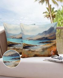 Pillow Case Mountains Clouds Stones Oil Painting Waterproof Pillowcase Home Sofa Office Throw Car Cushion Cover Decor