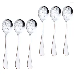 Spoons 6 Pcs Colander Appetiser Daily Use Serving Cocktail Stainless Steel Ergonomic Slotted Caviar