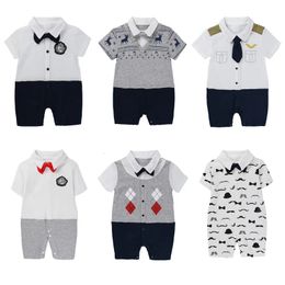 Baby pojke kläder 0 till 3 6 12 18 månader kort ärm romper födda bodysuits föremål sommar för spädbarn jumpsuit dräkt 240325