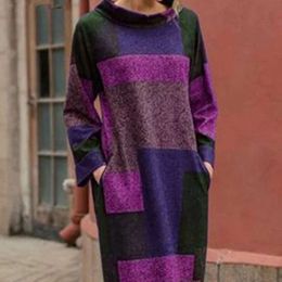 Fall Oversized Womens Hoodie with Loose Printed Mid Length Dress