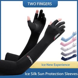 UV Solar Arm Sleeves Men Cycling Gloves Hand Long Sleeves Driving Arm Cover Summer Woman Cool Muff Sun Protection Motorcyclist 240321