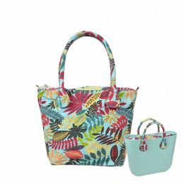tanqu Short Lg Round Flora Canvas Fabric Handle with Insert Lining for Obag Classic Mini O Bag Women's Bags Shoulder Handbag x0wB#