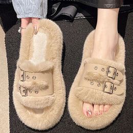 Slippers Comwarm Fashion Plush For Women Winter Furry Cloud Indoor Thick Sole Floor Slipppers Home Casual