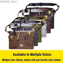 Aprons Fashion Waterproof Multi-functional Waist Adjustable Carpenter Electrician Tools Short Apron Canvas Man Woman Loincloth Bag Pack Y240401