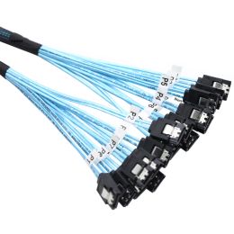 8 SATA To 8 SATA Cable 8 Pcs Sata 3.0 To Sata 3.0 Cabl SAS 7Pin 6Gbps Data Cable for Hard Disc SSD Optical Drive Server Host